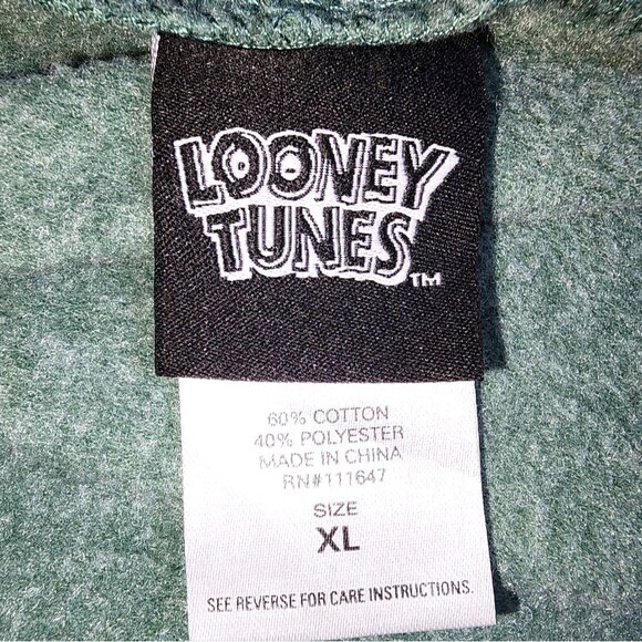 Looney Tunes Green & Yellow Graphic Print Kangaroo Pocket Hoodie Size XL - Picture 9 of 10